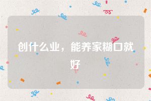 创什么业，能养家糊口就好 